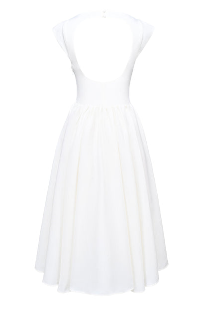 ivory moire satin midi dress