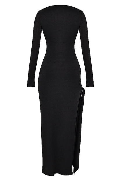 black cutout maxi dress