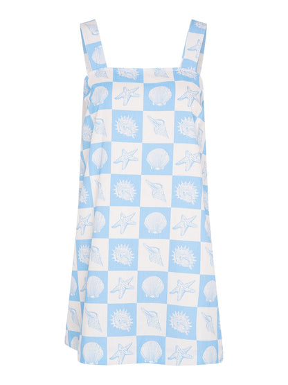 Annabella Dress in Shell Checkerboard Print