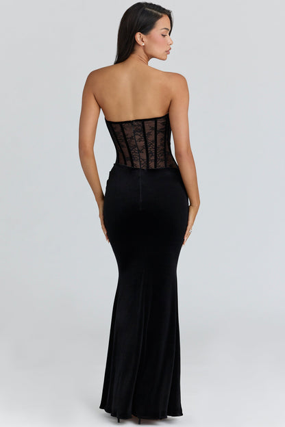 black lace maxi dress + bolero
