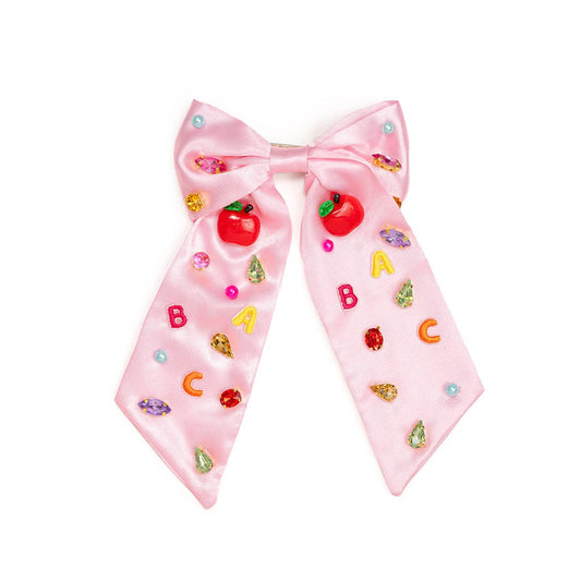 Back To School Cutie Gemstone Hair Bow Clip