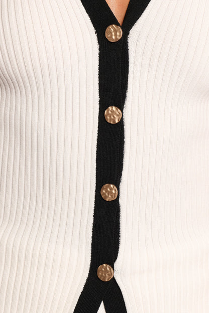 Virginia Knit Vest Top - White Black
