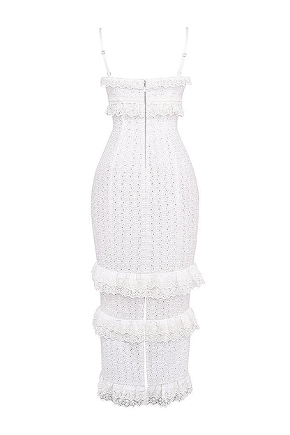 white broderie maxi dress