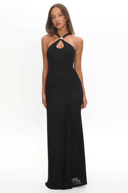 Cresida Keyhole Racerback Maxi Dress Black