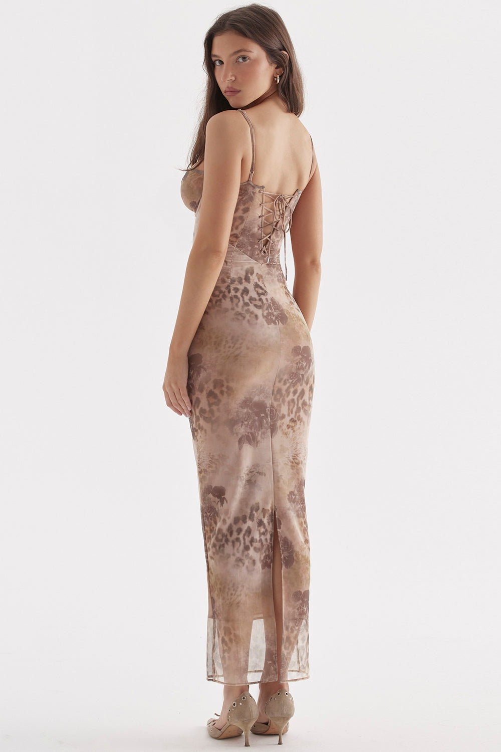 cream floral print maxi dress
