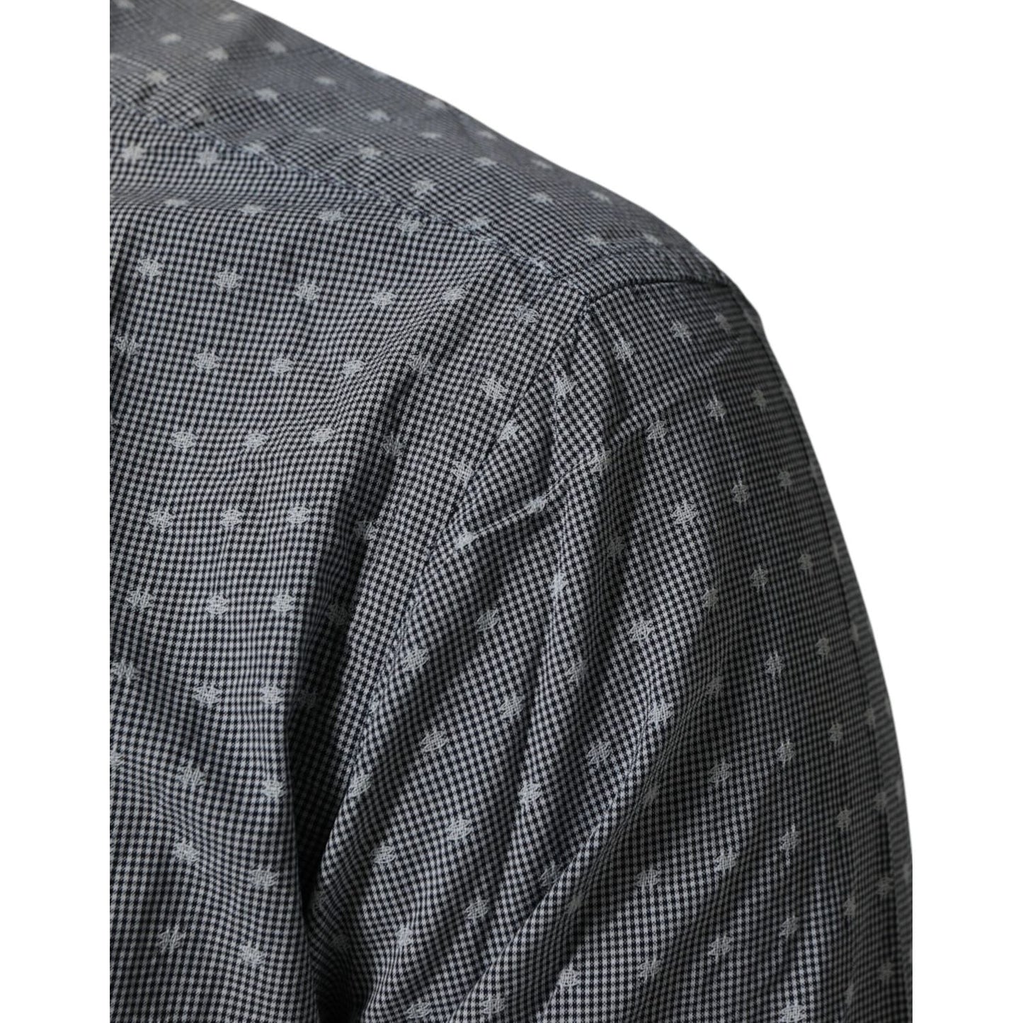 AGLINI Gray Polka Dot Cotton Button Down Long Sleeves Shirt