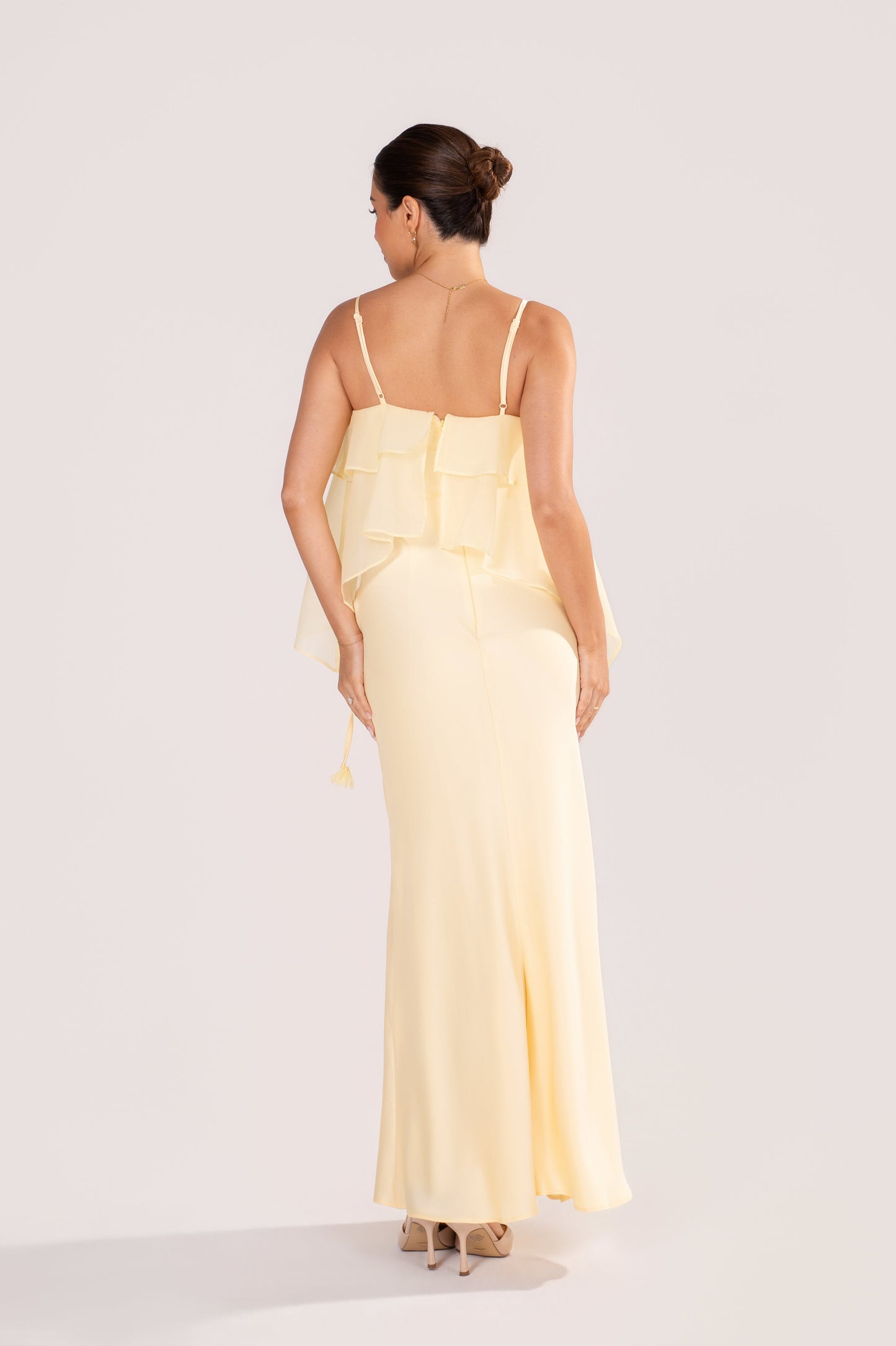 Brea Butter Yellow Ruffle Maxi Dress
