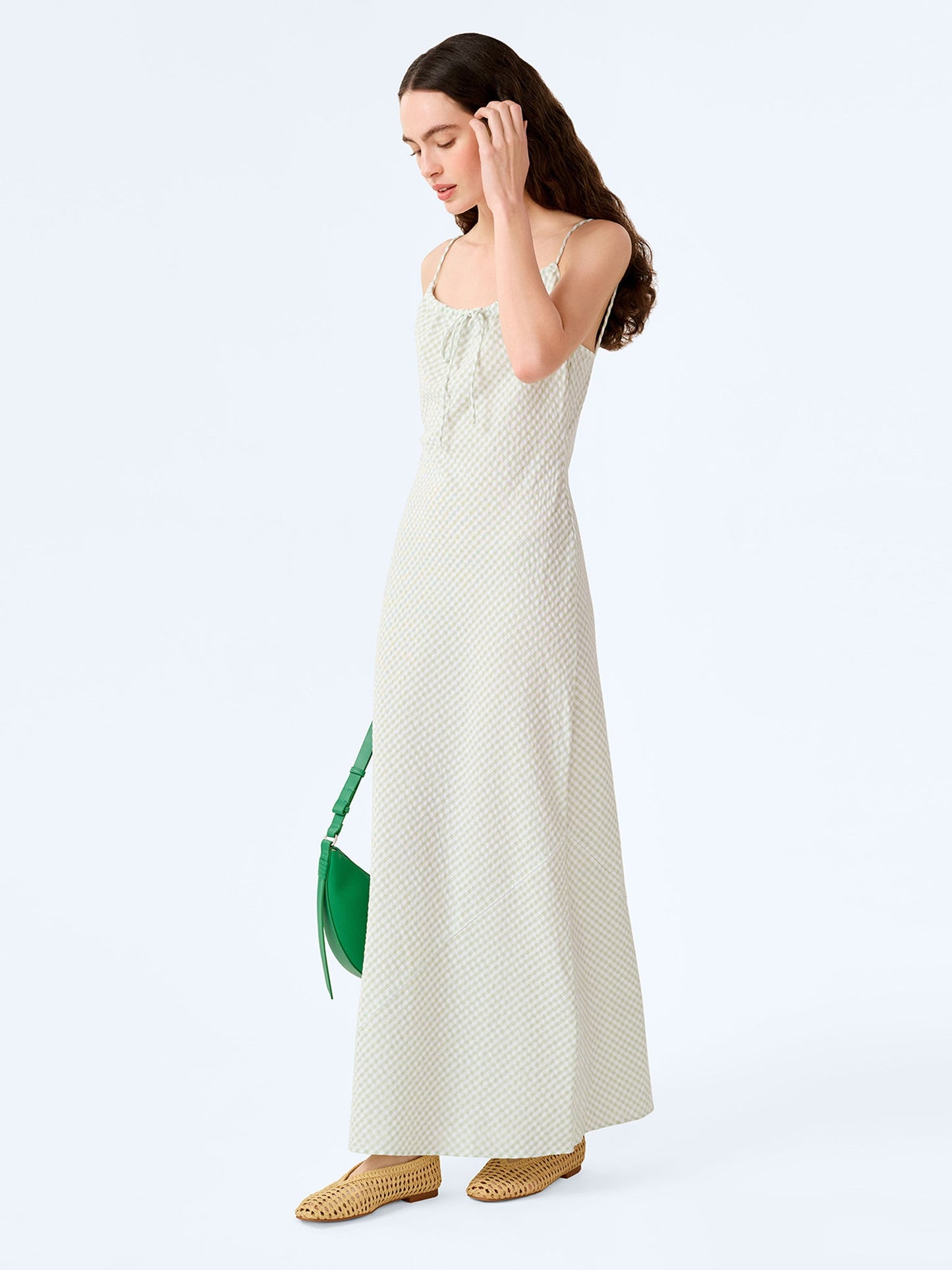 Cecile Dress in Mint and White Gingham