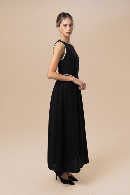 Cecilia Black Midi with Braided Trims