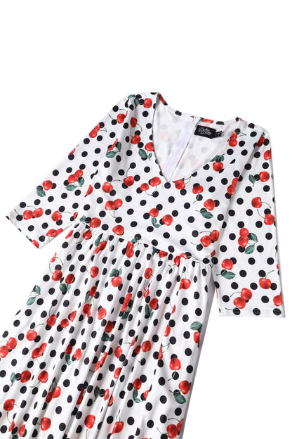 Billie Rockabilly Cherry Polka Dot Dress