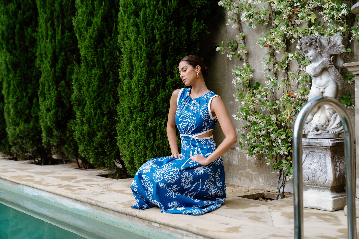 Isla Midi Dress with White Trim