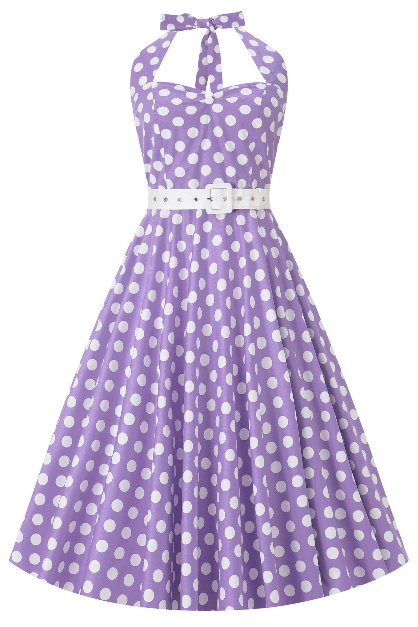 Daisy Lilac Polka Dot Halter Dress