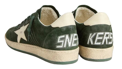 Golden Goose Ball Star in green suede with white leather star and heel tab
