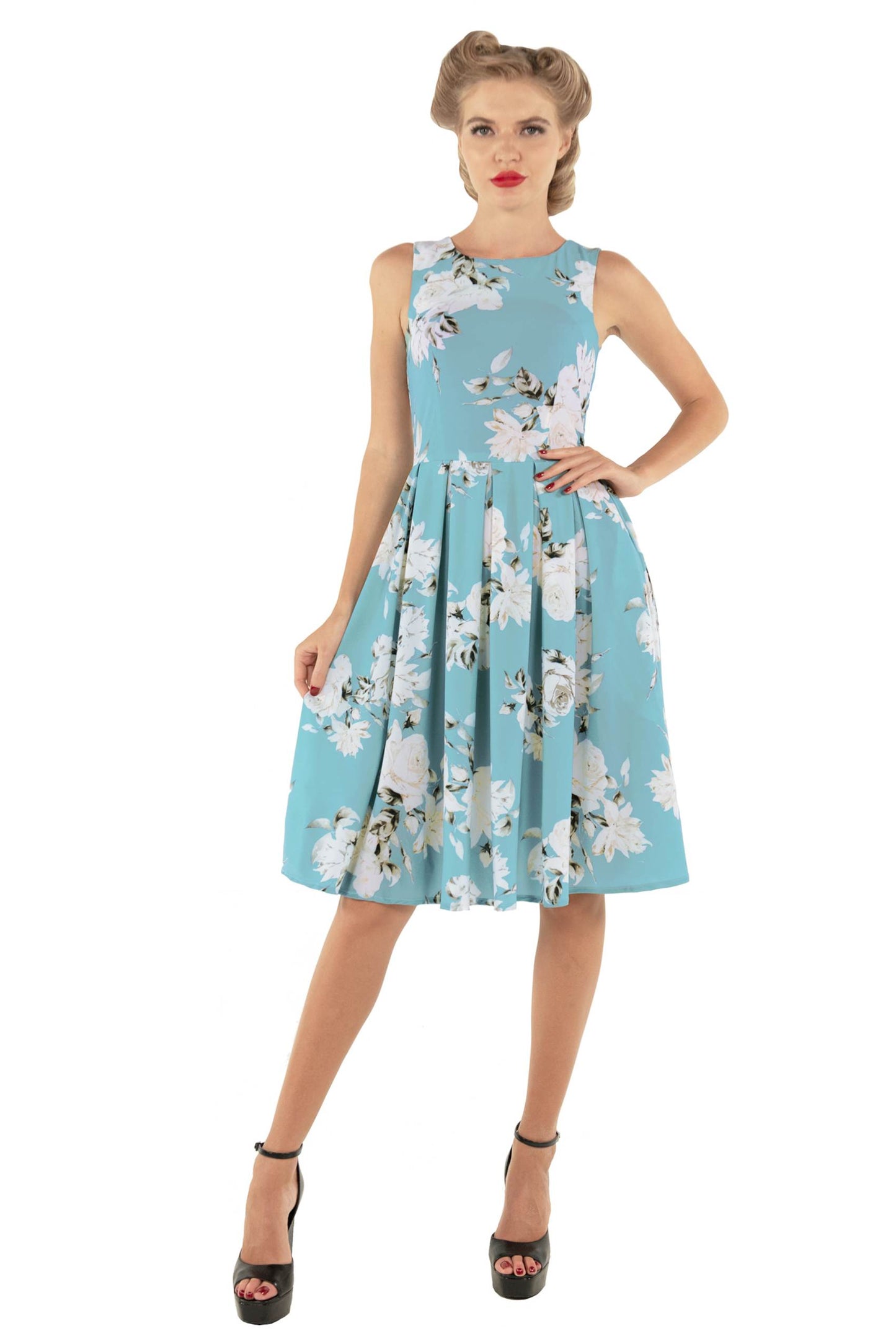 Annie Mint Floral Swing Dress