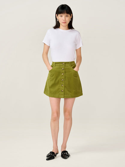 Moira Cord Skirt in Moss Green