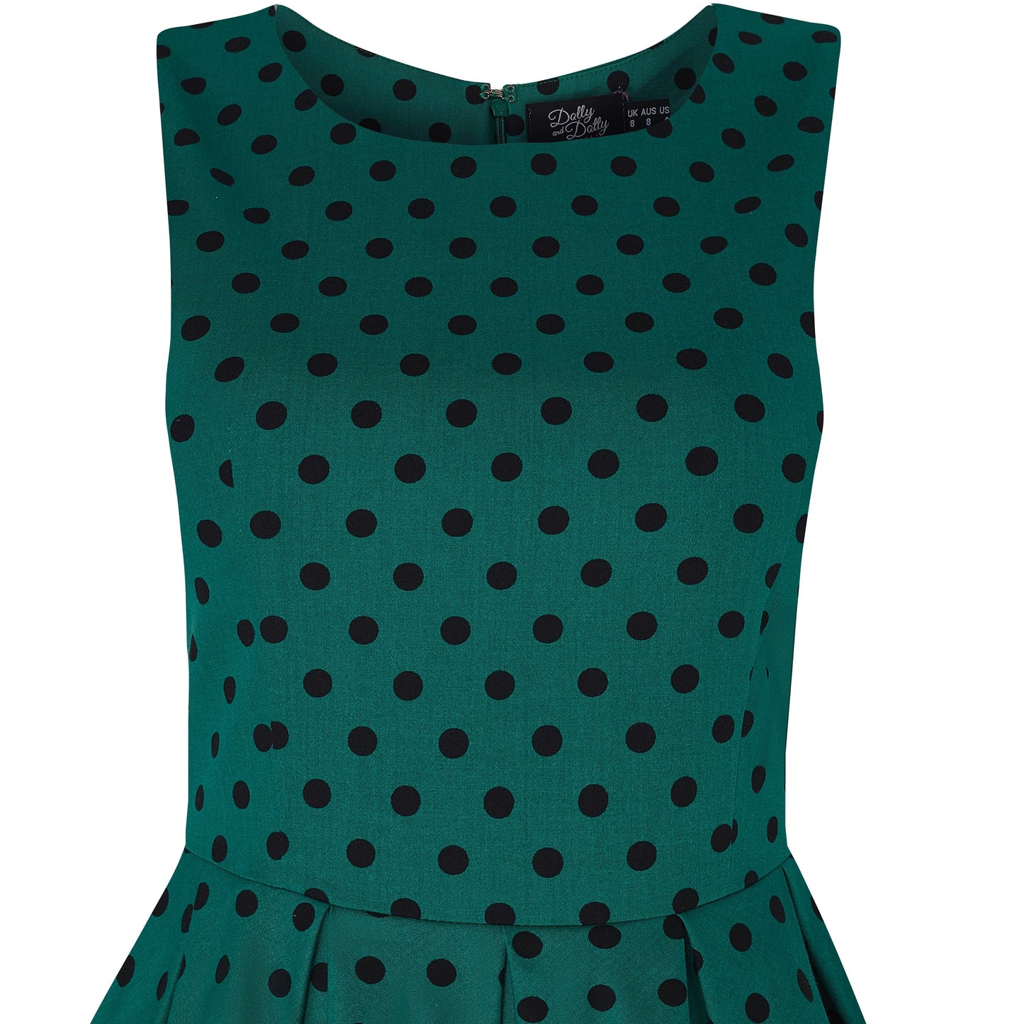 Annie Retro Polka Dot Dress in Green and Black