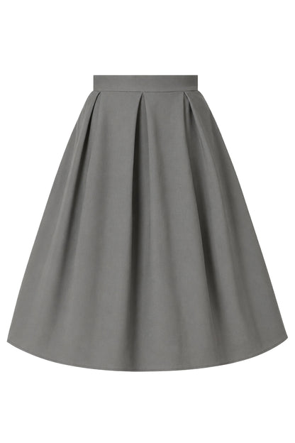 Aisley Grey Plain Pleated Flared Skirt