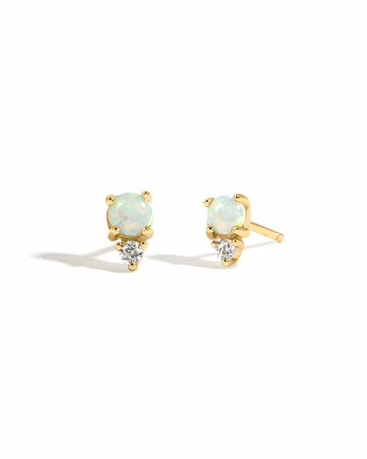 Opal & CZ Stud Earrings