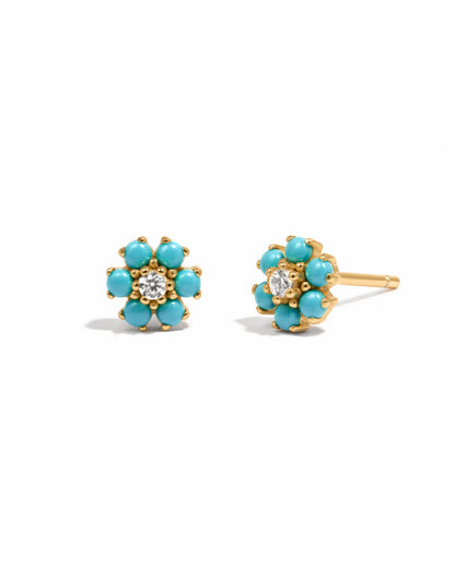 Turquoise Flower Studs