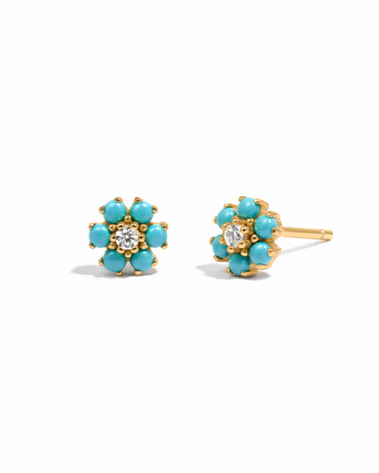 Turquoise Flower Studs