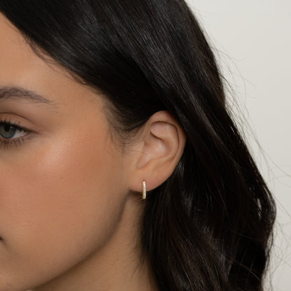 Oval Pavé Huggies