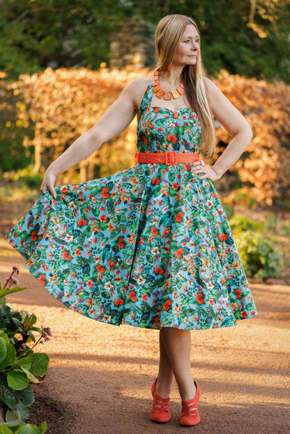 Daisy Tropical Parrot Halter Dress