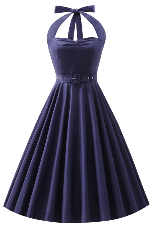 Daisy Navy Halter Dress