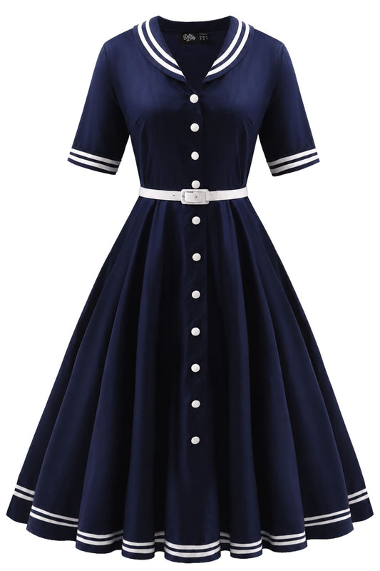 Mollie Nautical Full Circle Shirt Dress