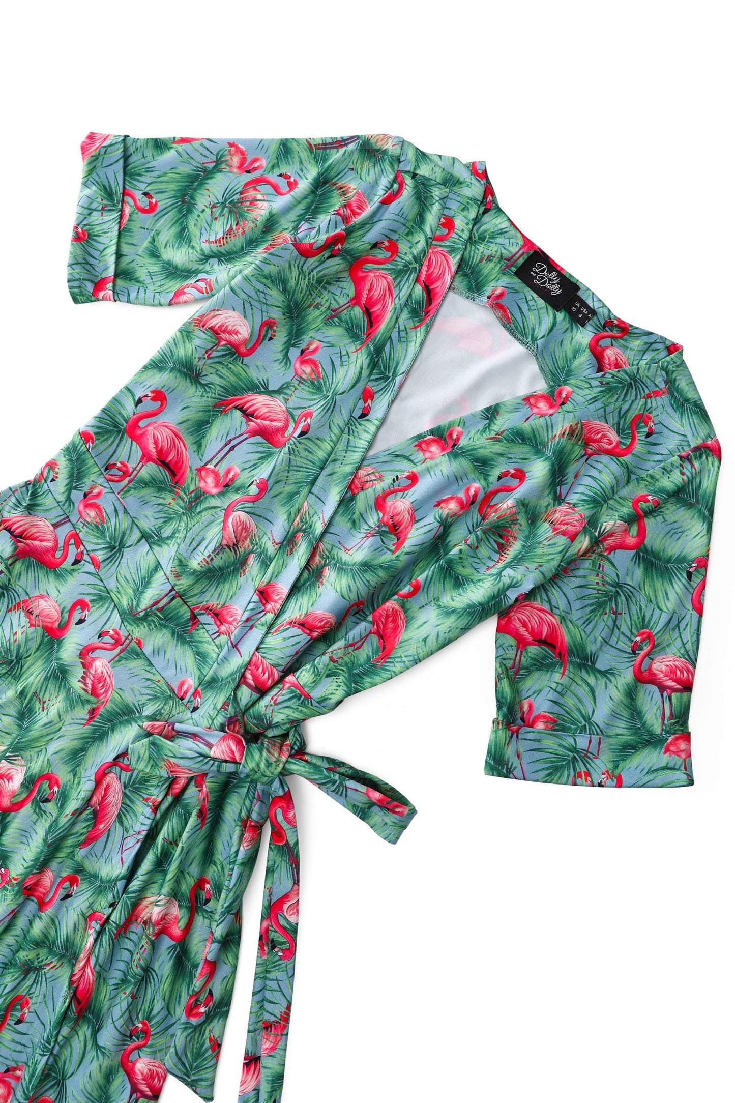 Matilda Flamingo Wrap Dress in Blue