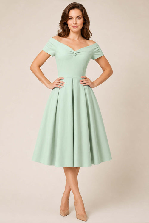 Lily Light Green Off Shoulder Dress