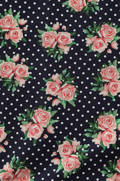 Ophelia Dark Blue Rose Midi Dress