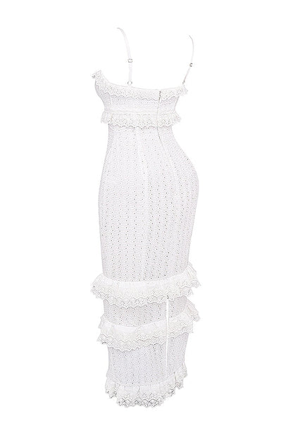 white broderie maxi dress