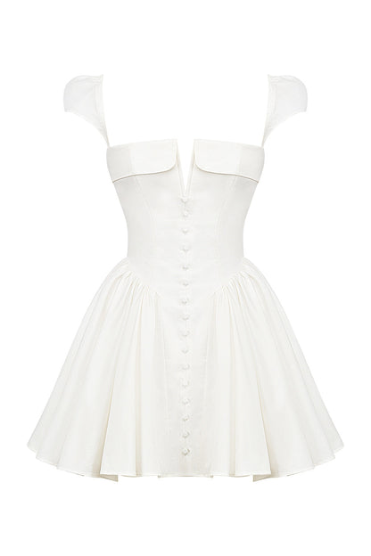white cotton corset mini dress