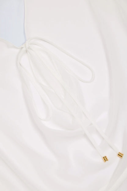 Cowl-Neck Mini Dress in White