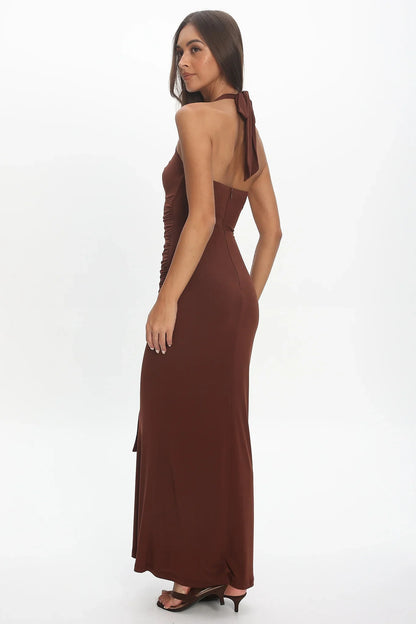 Opera Drape Bust Maxi Dress Chocolate