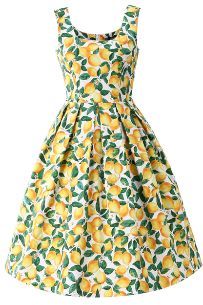 Amanda Lemon Flared Dress In White