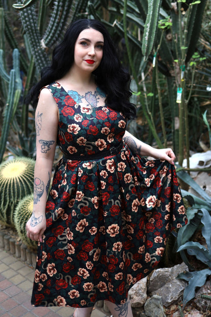 Amanda Rockabilly Rose & Snake Print Dress