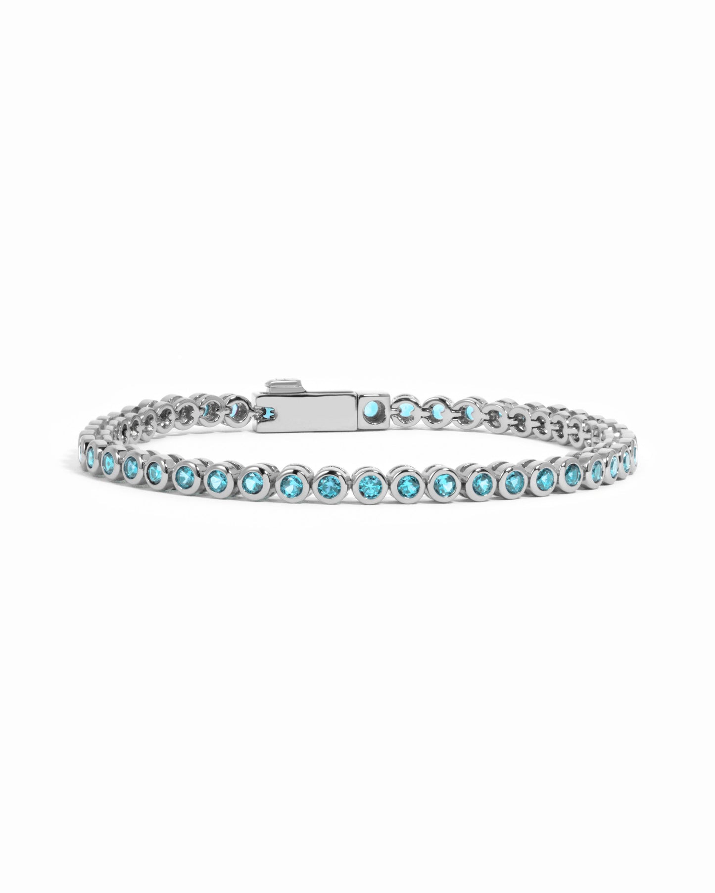 Aquamarine Bezel Tennis Bracelet