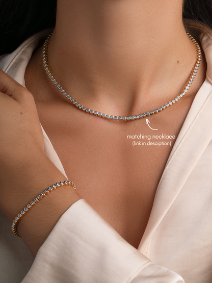 Aquamarine Bezel Tennis Bracelet