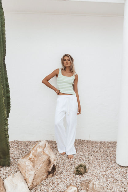 Milla Knit Top - Sage Stripe