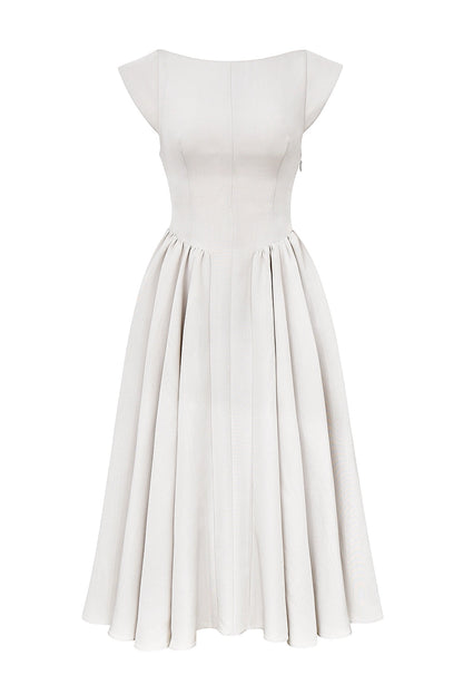 french dove moire satin backless midi dress