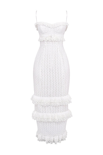 white broderie maxi dress