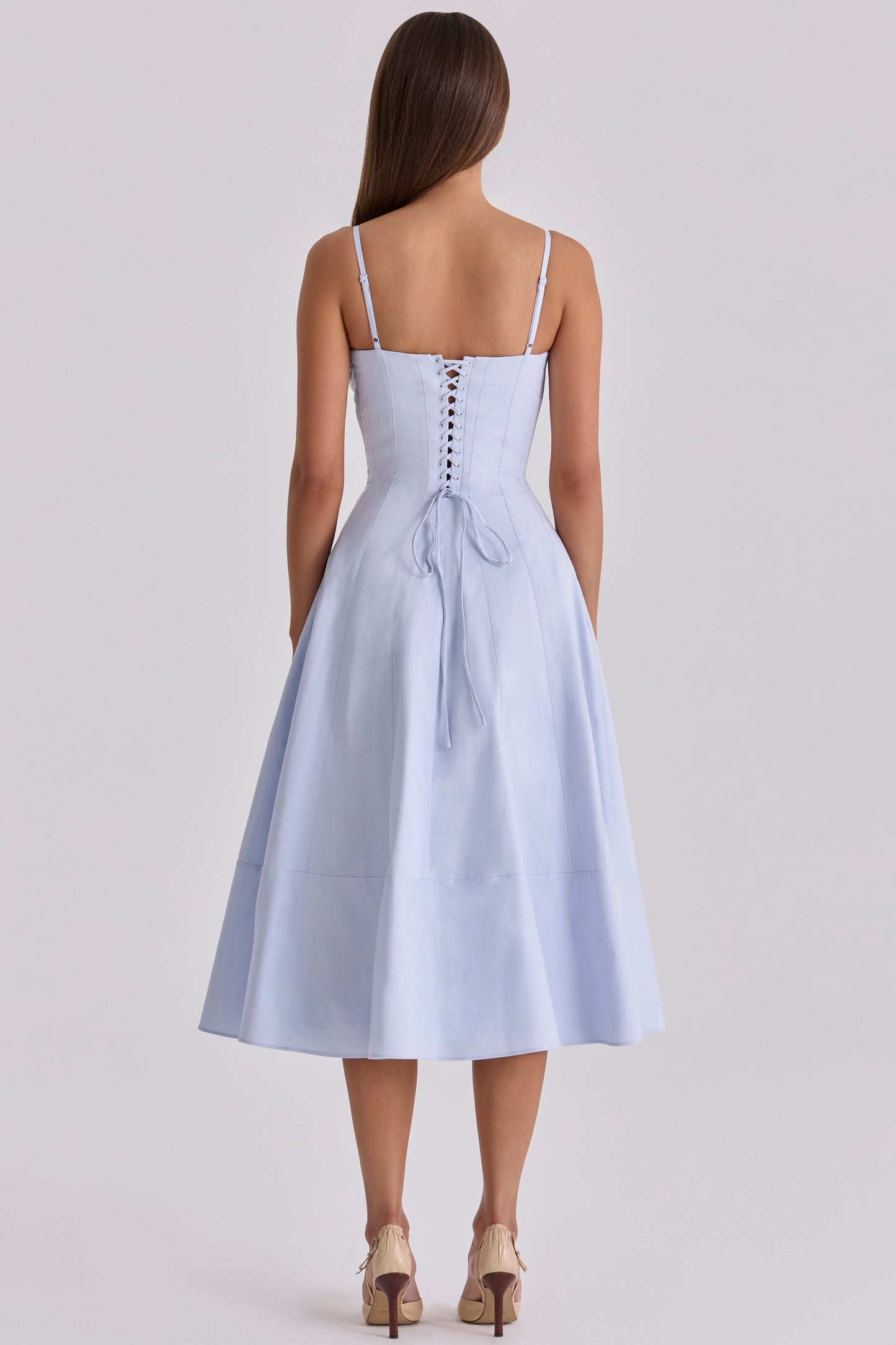 bluebell lace up cotton midi sundress
