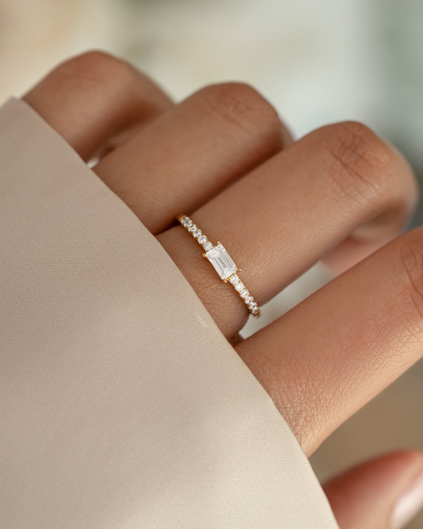 Baguette & CZ Stacking Ring