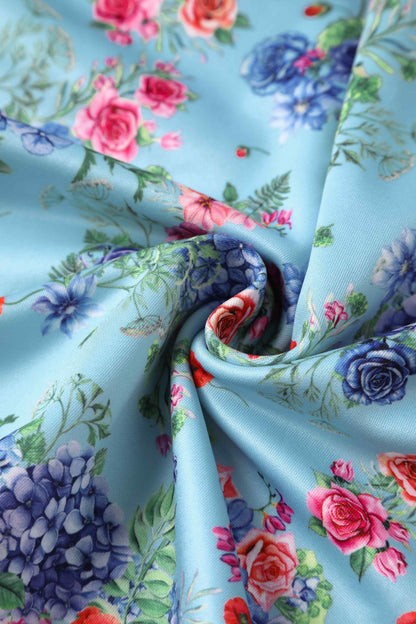 Lily Blue Hydrangea Off Shoulder Dress In Cotton