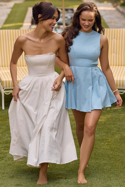 tuscan blue twill mini dress