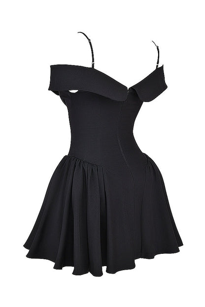 black off shoulder mini dress