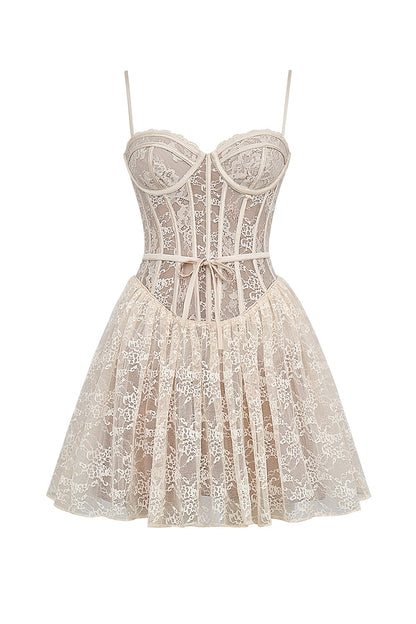 vintage cream lace mini dress