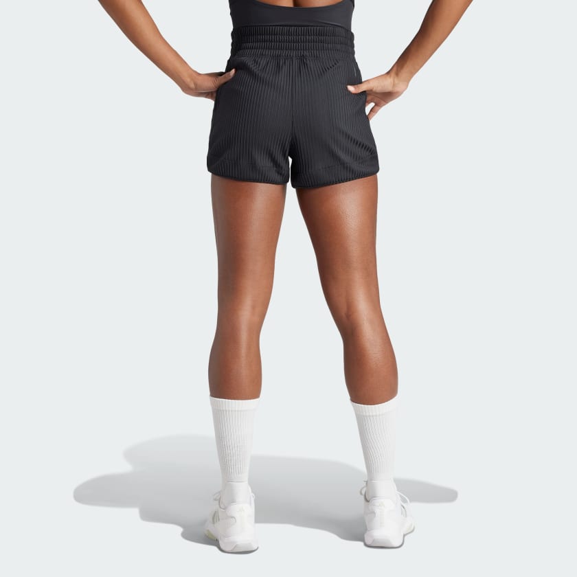 Women's adidas Pacer All Gym Seasonal Rib High-Rise Tonal 3-Stripes Shorts