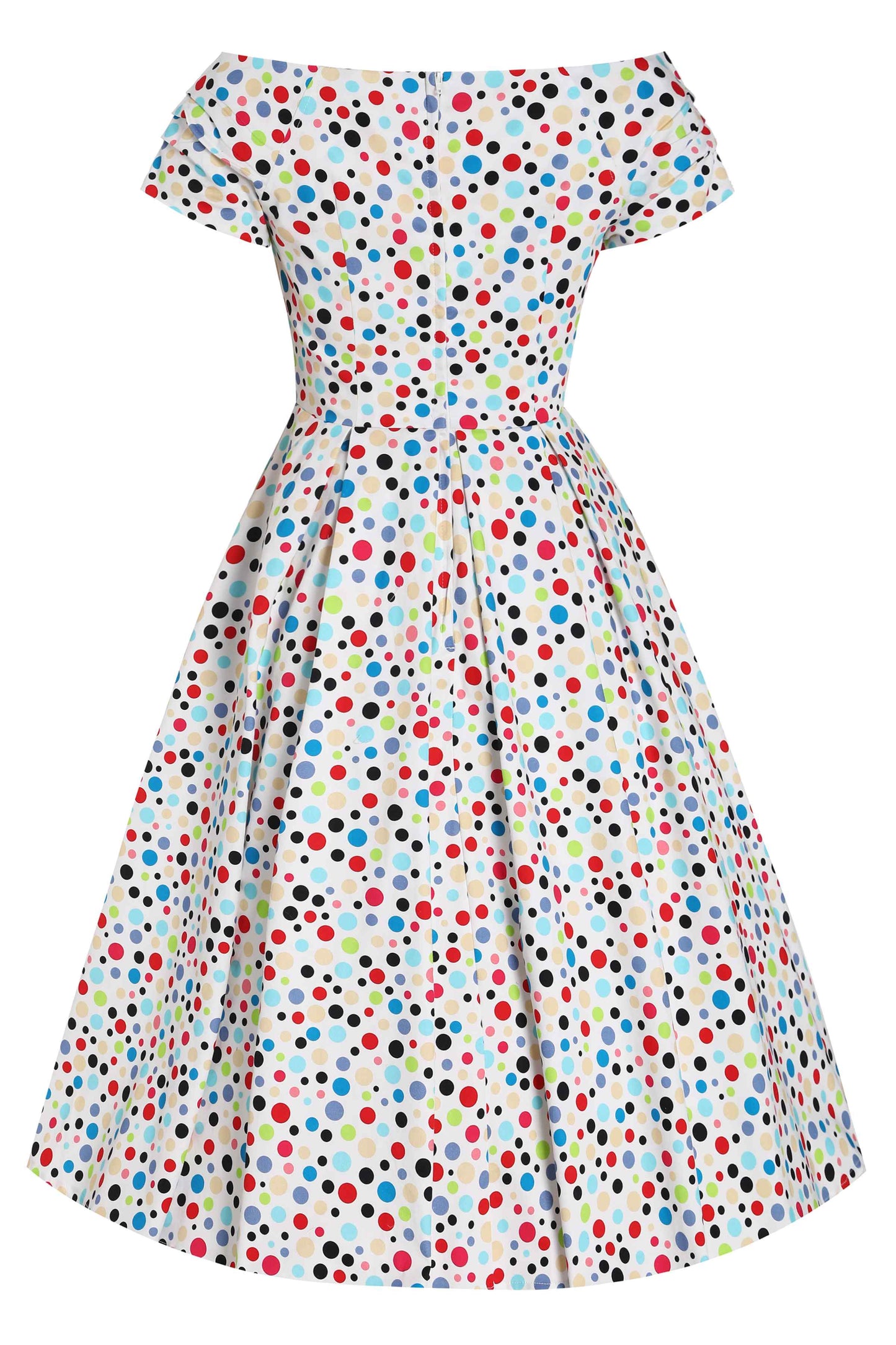 Lily Colourful Polka Dot Off Shoulder Dress